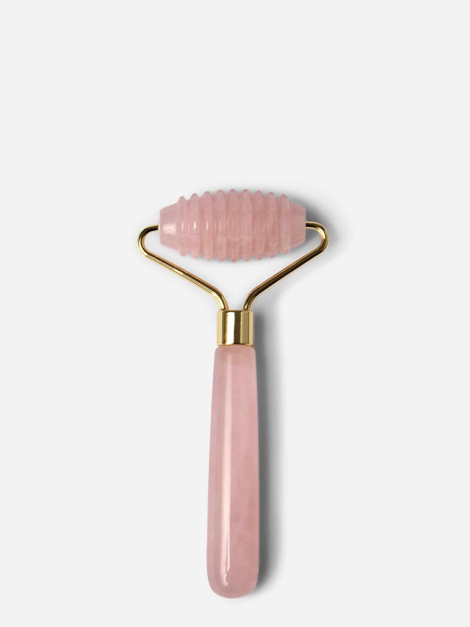 Rose Quartz Ridged Facial Roller – Textured Therapy Tool for Deep Facial Massage