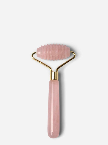 Rose Quartz Ridged Facial Roller – Textured Therapy Tool for Deep Facial Massage